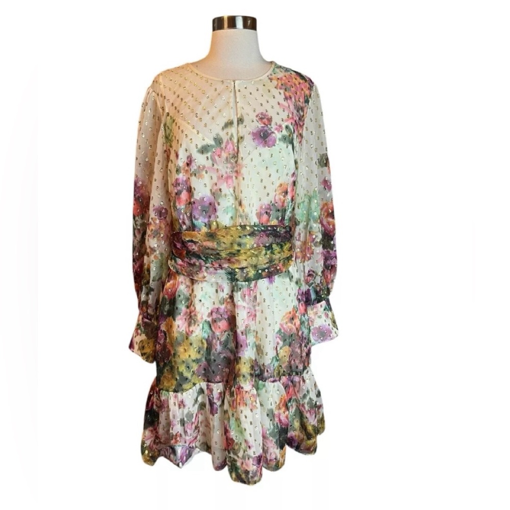 Kobi Halperin Pauline Floral Lurex Dress XL Wedding Guest NWOT